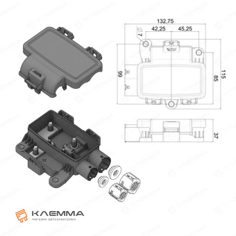 Распределительная коробка влагозащищенная 2 предохранителя 1 MIDIVAL + 1 MEGAVAL (MTA). 0301053_40
