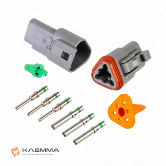 Разъем вп 3-контактный DT (Deutsch) 1.0-2.0 мм2. DT06-3_KIT.42_01
