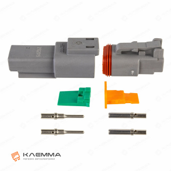 Разъем вп 2-контактный DT мама (Deutsch) 0.5-1.0 мм2. DT06-2S+W2S_KIT.11_05