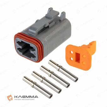 Разъем вп 4-контактный DT мама (Deutsch) 0.5-1.0 мм2. DT06-4S+W4S_KIT.11_01