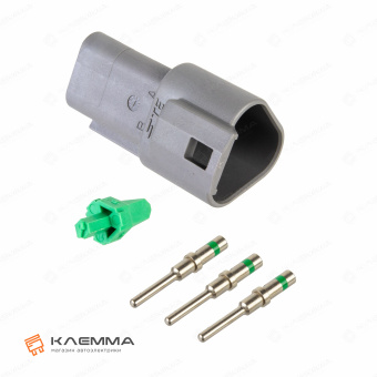 Разъем вп 3-контактный DT папа (Deutsch) 1.0-2.0 мм2. DT04-3P+W3P_KIT.22_01