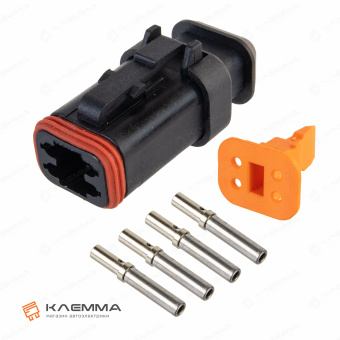 Разъем вп 4-контактный DT мама (Deutsch) с удлиненным фланцем 0.5-1.0 мм2. DT06-4S-EP11+W4S_KIT.11_01