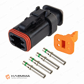 Разъем влагозащищенный 4-контактный DT "мама" (Deutsch) с удлиненным фланцем сечение 1.0-2.0 мм2