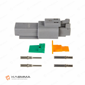 Разъем вп 2-контактный DT мама (Deutsch) 0.5-1.0 мм2. DT06-2S+W2S_KIT.11_06