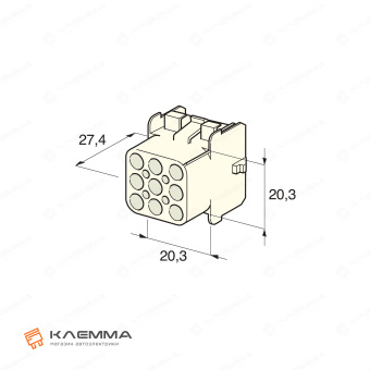 Корпус разъема 9-контактного Universal MATE-N-LOK мама (TE). 1-480707-0_20