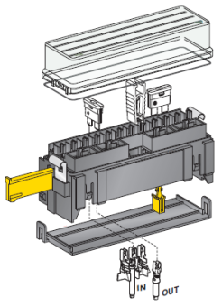 Блок монтажный под 16 предохранителей UNIVAL и зажим (МТА)
