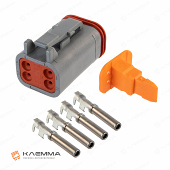 Разъем вп 4-контактный DT мама (Deutsch) 0.75-2.0 мм2. DT06-4S+W4S_KIT.13_04
