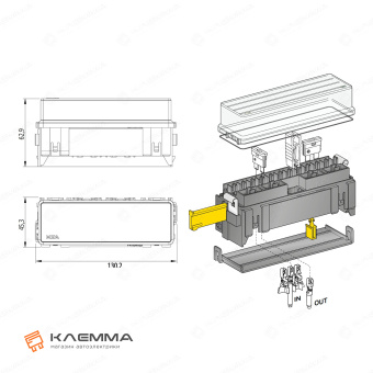 Блок монтажный большой 16 предохранителей UNIVAL (MTA). 0100655_20