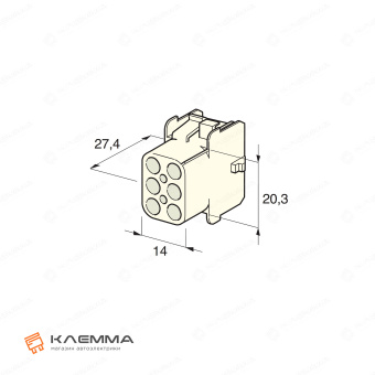 Корпус разъема 6-контактного Universal MATE-N-LOK мама (TE). 1-480705-0_20