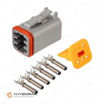 Разъем вп 6-контактный DT мама (Deutsch) 0.75-2.0 мм2. DT06-6S+W6S_KIT.13_01