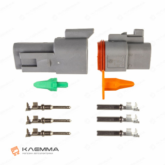 Разъем вп 3-контактный DT (Deutsch) 0.75-2.0 мм2. DT06-3_KIT.43_03