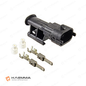 Разъем влагозащищенный 2-контактный "папа" (Bosch) сечение 1.5-2.5 мм2