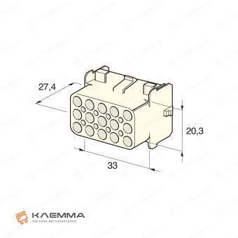 Корпус разъема 15-контактного Universal MATE-N-LOK мама (TE). 1-480711-0_20