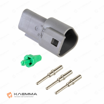 Разъем вп 3-контактный DT папа (Deutsch) 0.5-1.0 мм2. DT04-3P+W3P_KIT.21_01