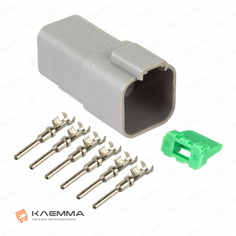 Разъем вп 6-контактный DT папа (Deutsch) 0.75-2.0 мм2. DT04-6P+W6P_KIT.23_01