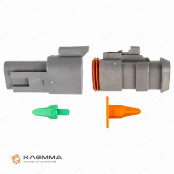 Разъем вп 3-контактный DT мама (Deutsch) с удлиненным фланцем 1.0-2.0 мм2. DT06-3S-E008+W3S_KIT.12_05