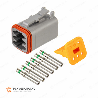 Разъем вп 6-контактный DT мама (Deutsch) 1.0-2.0 мм2. DT06-6S+W6S_KIT.12_01