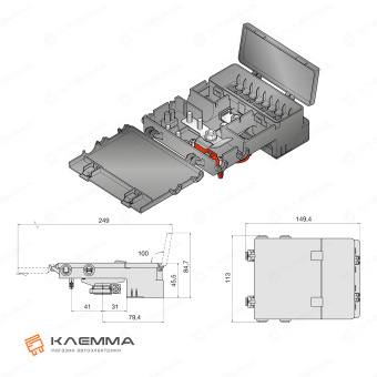 Клемма АКБ с монтажной коробкой 8 MAXIVAL + 2 MIDIVAL (MTA) комплект. 0100710_KIT_21