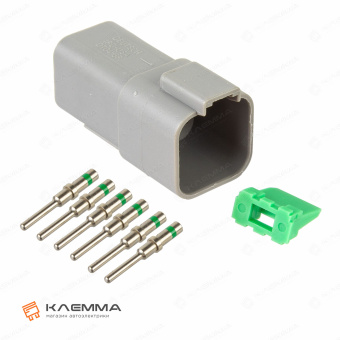 Разъем вп 6-контактный DT папа (Deutsch) 1.0-2.0 мм2. DT04-6P+W6P_KIT.22_01
