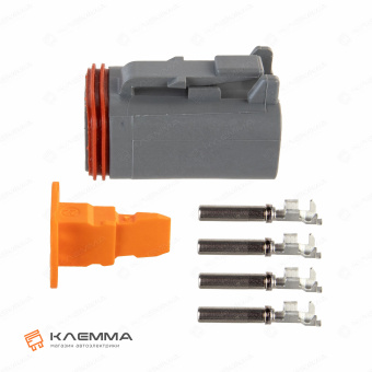 Разъем вп 4-контактный DT мама (Deutsch) 0.75-2.0 мм2. DT06-4S+W4S_KIT.13_02