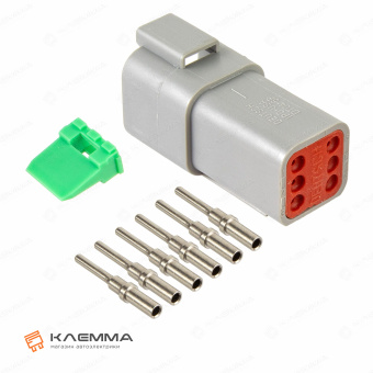 Разъем вп 6-контактный DT папа (Deutsch) 0.5-1.0 мм2. DT04-6P+W6P_KIT.21_02