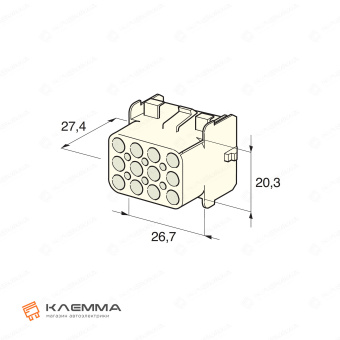 Корпус разъема 12-контактного Universal MATE-N-LOK мама (TE). 1-480709-0_20