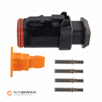 Разъем вп 4-контактный DT мама (Deutsch) с удлиненным фланцем 0.5-1.0 мм2. DT06-4S-EP11+W4S_KIT.11_02