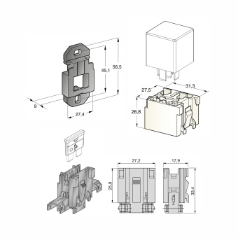 Держатель реле MINI и предохранителя UNIVAL (MTA) комплект 40А. 4410245_KIT.21_20