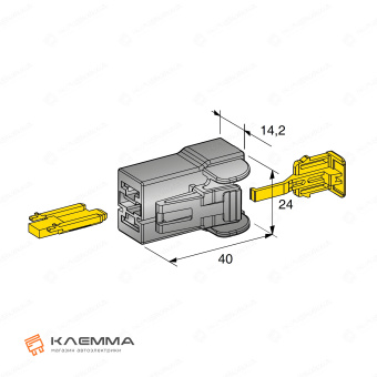 Корпус разъема силового 2-контактного POWER мама (MTA) с CPA_20