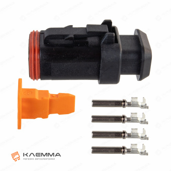 Разъем вп 4-контактный DT мама (Deutsch) с удлиненным фланцем 0.75-2.0 мм2. DT06-4S-EP11+W4S_KIT.13_02