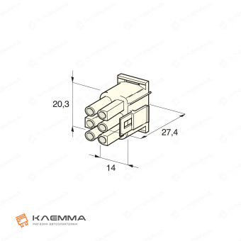 Корпус разъема 6-контактного Universal MATE-N-LOK папа (TE). 1-480704-0_20