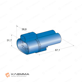 Корпус разъема 2-контактного POWER WP 800 папа (MTA). 4540210_20