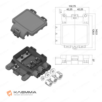 Распределительная коробка влагозащищенная 3 предохранителя 1 MIDIVAL + 2 MEGAVAL (MTA). 0301045_40