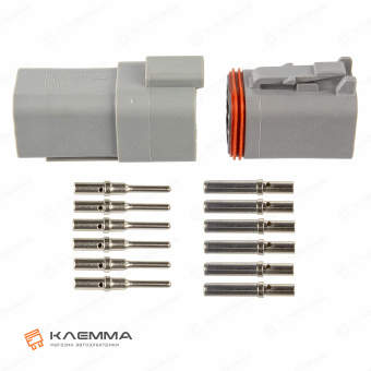 Разъем вп 6-контактный DT папа (Deutsch) 0.5-1.0 мм2. DT04-6P+W6P_KIT.21_05