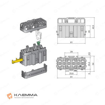Блок монтажный 6 предохранителей UNIVAL (MTA). 0103000_20