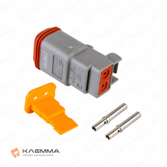 Разъем вп 2-контактный DT мама (Deutsch) 0.5-1.0 мм2. DT06-2S+W2S_KIT.11_02