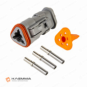 Разъем влагозащищенный 3-контактный DT "мама" (Deutsch) с удлиненным фланцем сечение 0.5-1.0 мм2