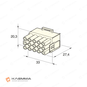 Корпус разъема 15-контактного Universal MATE-N-LOK папа (TE). 1-480710-0_20
