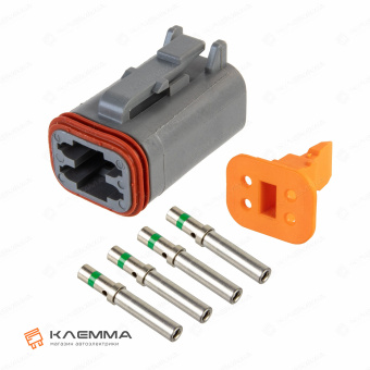 Разъем вп 4-контактный DT мама (Deutsch) 1.0-2.0 мм2. DT06-4S+W4S_KIT.12_01