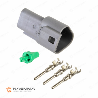 Разъем вп 3-контактный DT папа (Deutsch) 0.75-2.0 мм2. DT04-3P+W3P_KIT.23_01