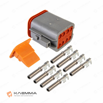 Разъем вп 8-контактный DT мама (Deutsch) 0.75-2.0 мм2. DT06-8S+W8S_KIT.13_02