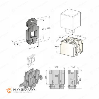 Держатель реле MINI и предохранителя UNIVAL (MTA) комплект.  4410245_KIT.20_20