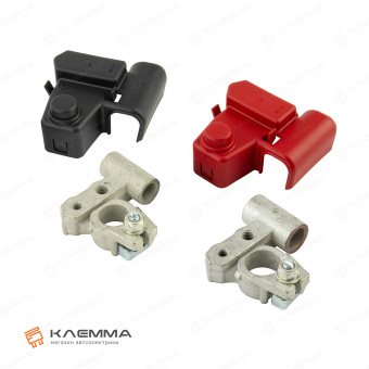 Клемма АКБ латунная под опрессовку 50 мм2 «минус» (MTA) с крышкой. 1506760_KIT_15