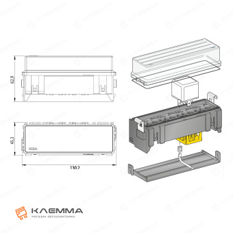 Блок монтажный большой 4 реле MINI (MTA). 0100665_20