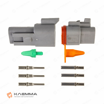 Разъем вп 3-контактный DT папа (Deutsch) 0.5-1.0 мм2. DT04-3P+W3P_KIT.21_07