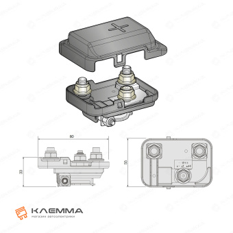 Клемма АКБ с держателем предохранителя MEGAVAL с крышкой (MTA). 0101703_20