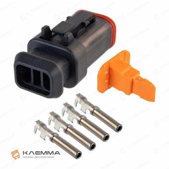 Разъем вп 4-контактный DT мама (Deutsch) с удлиненным фланцем 0.75-2.0 мм2. DT06-4S-EP11+W4S_KIT.13_04