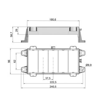 Рамка под модули 5-секционная с защелками с крышкой (MTA) комплект. 0301706_KIT_21