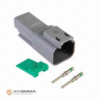 Разъем вп 2-контактный DT папа (Deutsch) 1.0-2.0 мм2. DT04-2P+W2P_KIT.22_01